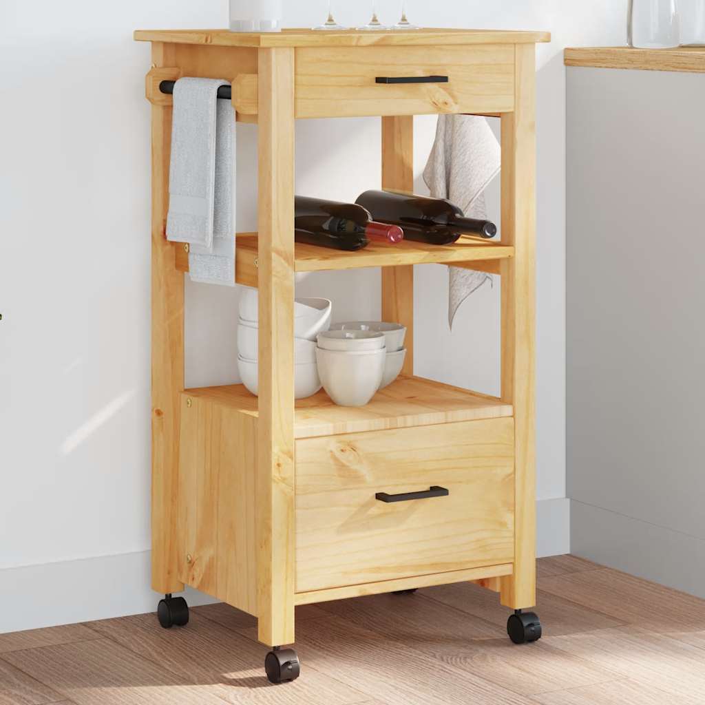 Carrito de cocina madera maciza de acacia 55x55x89 cm
