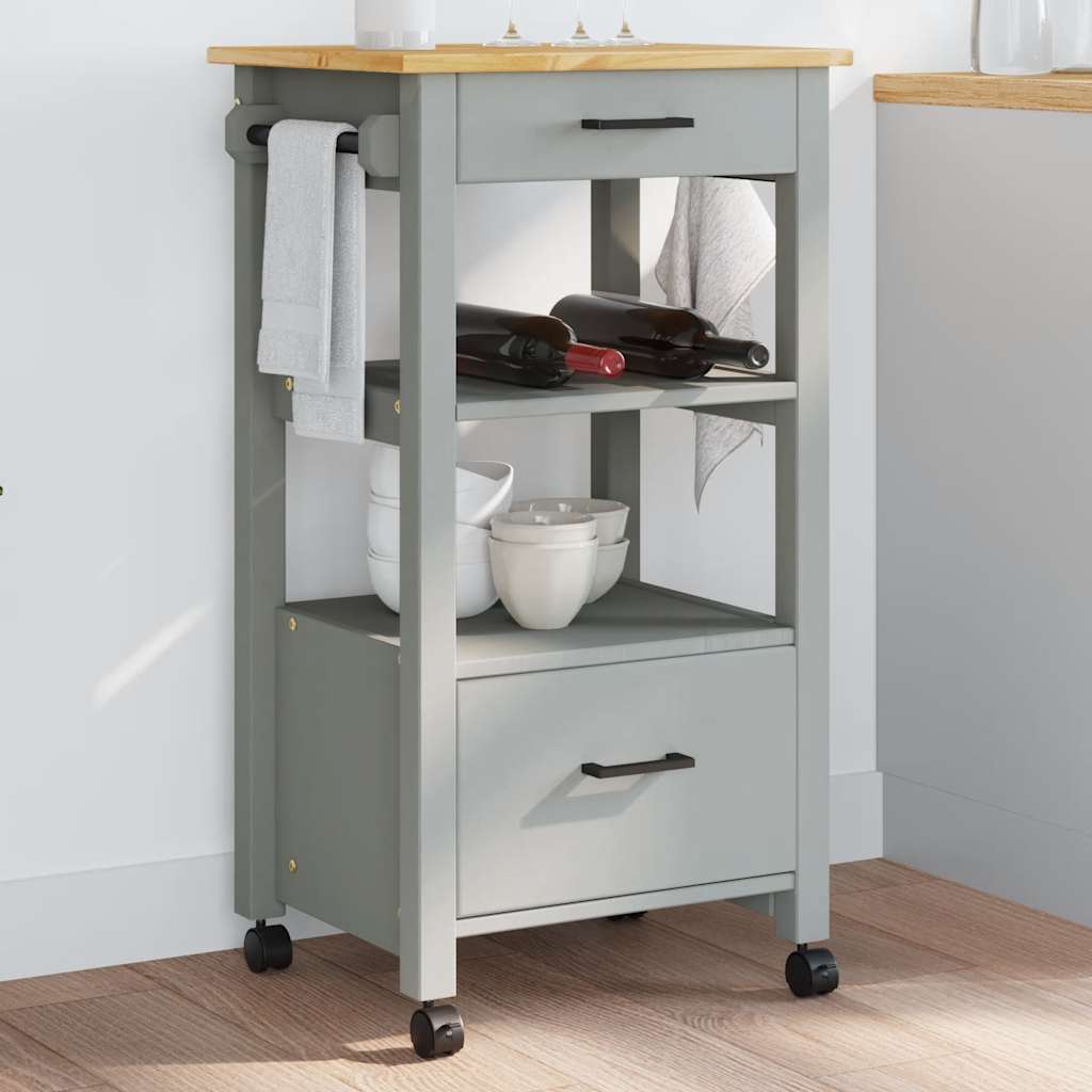Carrito de cocina madera maciza de acacia 55x55x89 cm