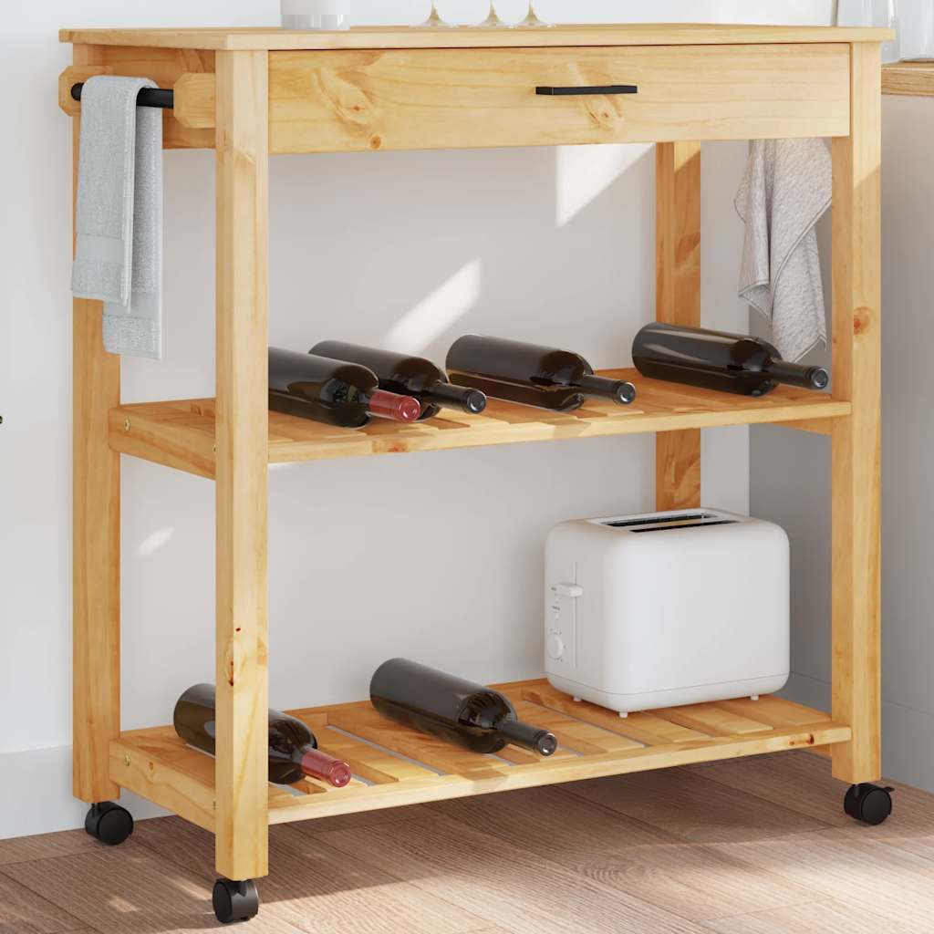 Carrito de cocina madera maciza de acacia 55x55x89 cm