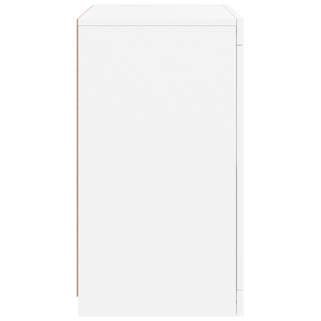 Armarios auxiliares luces LED 2 uds madera de ingeniería blanco
