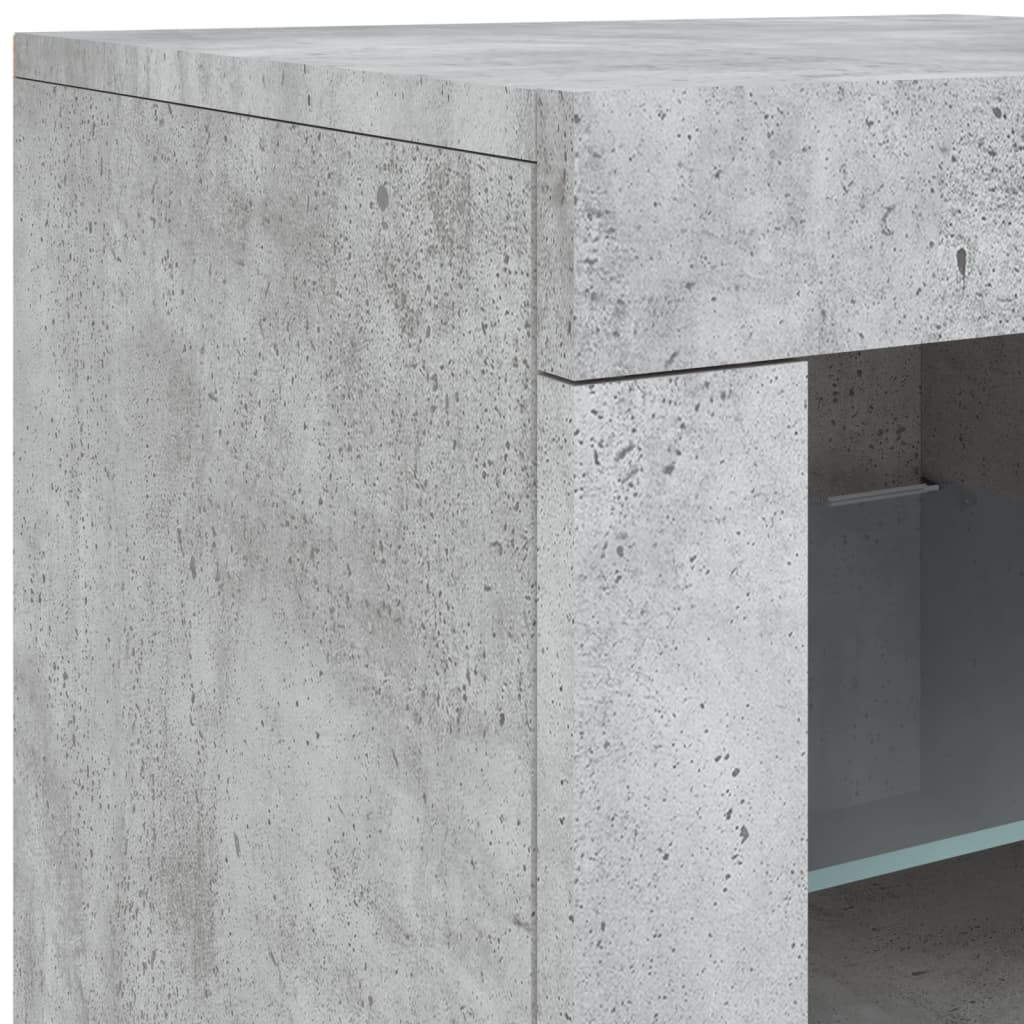 Mesita de noche luces LED 2 uds madera ingeniería gris hormigón