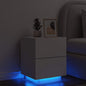 Mesa de cabeceira com luzes LED madeira processada branca