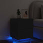 Mesa de cabeceira com luzes LED madeira processada branca