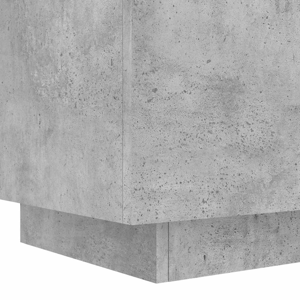 Mesita de noche luces LED 2 uds madera ingeniería gris hormigón