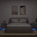 Mesita de noche luces LED 2 uds madera ingeniería gris hormigón