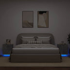 Mesita de noche luces LED 2 uds madera ingeniería gris hormigón