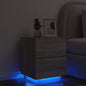 Mesa de cabeceira com luzes LED madeira processada branca