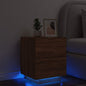 Mesa de cabeceira com luzes LED madeira processada branca