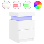 Mesita de noche con luces LED blanco 35x39x55 cm
