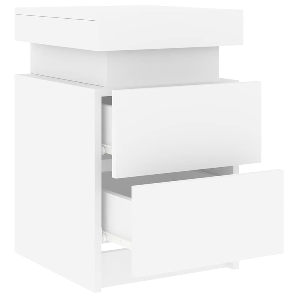 Mesita de noche con luces LED blanco 35x39x55 cm