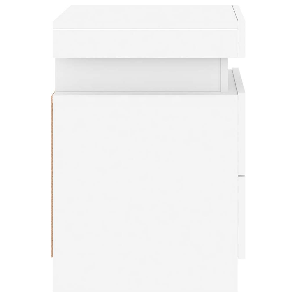 Mesita de noche con luces LED blanco 35x39x55 cm