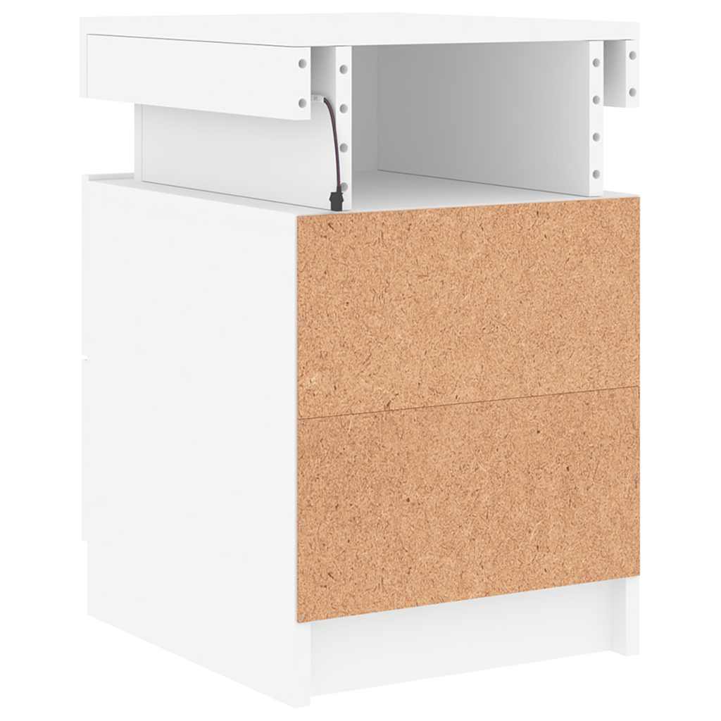 Mesita de noche con luces LED blanco 35x39x55 cm
