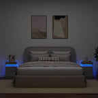 Mesitas de noche con luces LED 2 uds gris hormigón 35x39x55 cm