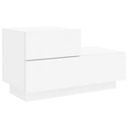 Mesita de noche con luces LED blanca 70x36x40,5 cm