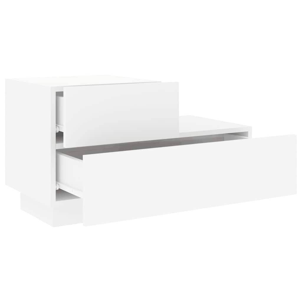 Mesita de noche con luces LED blanca 70x36x40,5 cm
