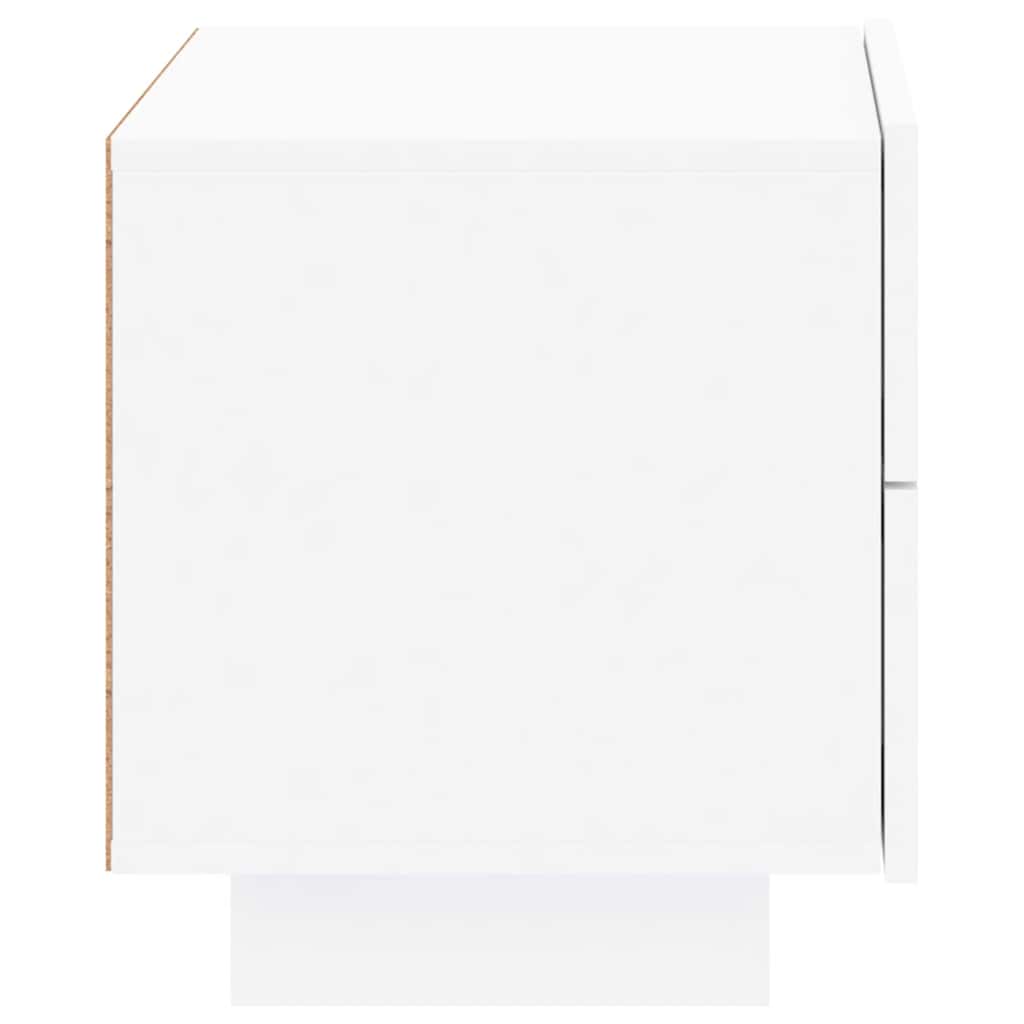 Mesita de noche con luces LED blanca 70x36x40,5 cm