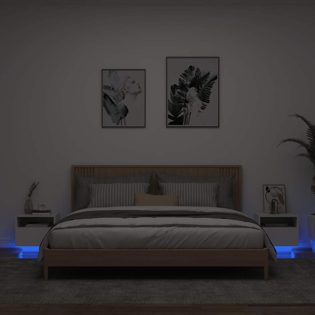 Mesitas de noche con luces LED 2 uds gris hormigón 40x39x37 cm