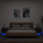 Mesitas de noche de pared con luces LED 2 uds gris hormigón