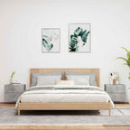 Mesitas de noche de pared con luces LED 2 uds gris hormigón