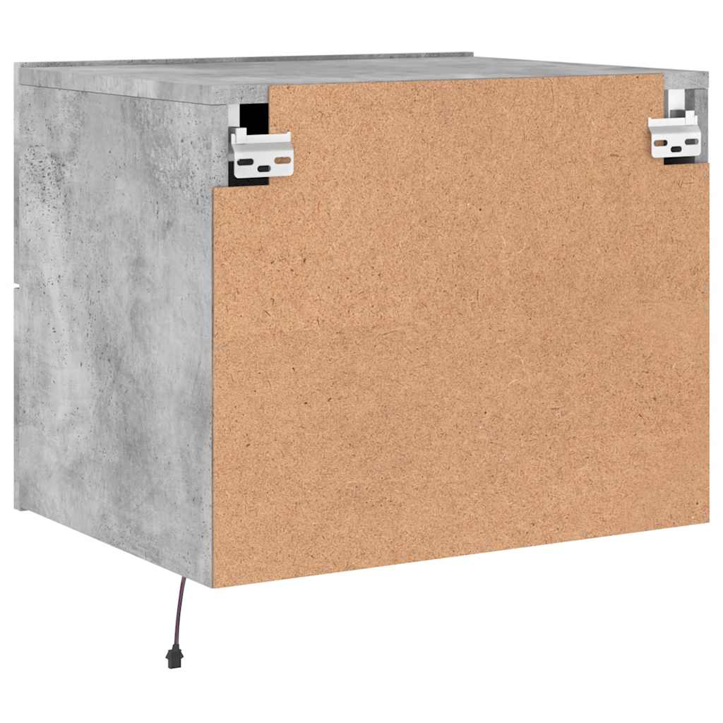 Mesitas de noche de pared con luces LED 2 uds gris hormigón