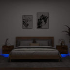 Mesitas de noche de pared con luces LED 2 uds gris hormigón