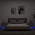 Mesitas de noche de pared con luces LED 2 uds gris hormigón