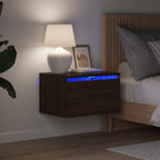 Mesitas de noche de pared con luces LED 2 uds gris hormigón
