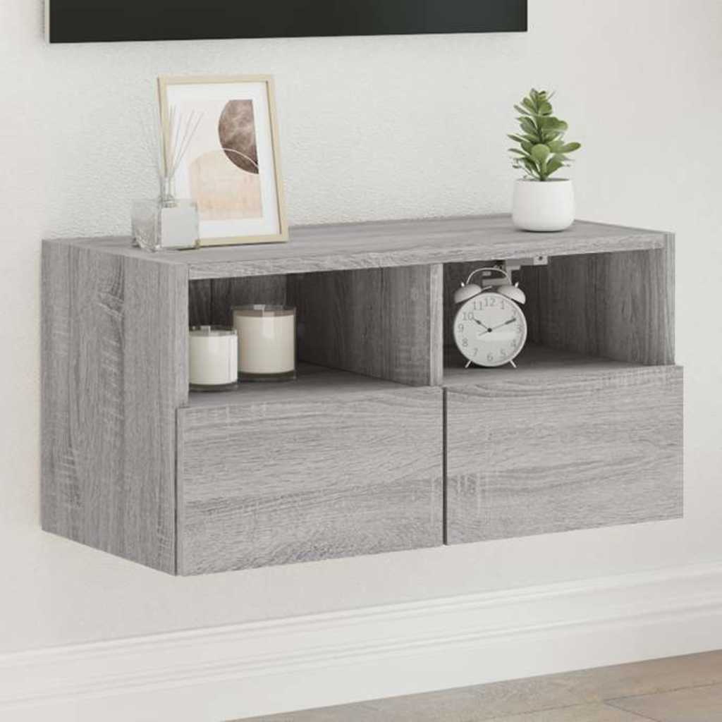Mueble de pared para TV madera de ingeniería blanco 80x30x30 cm