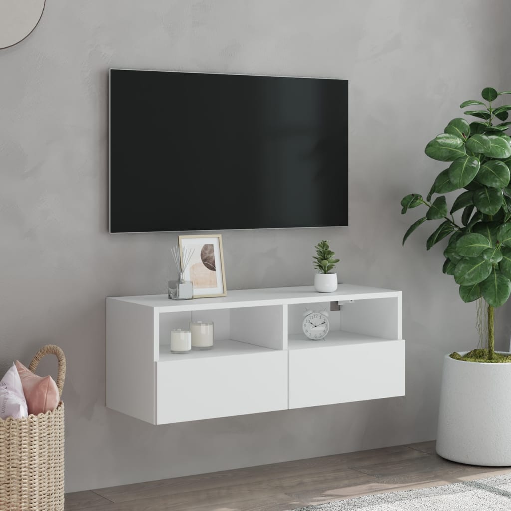 Mueble de pared para TV madera de ingeniería blanco 80x30x30 cm