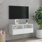Mueble de pared para TV madera de ingeniería blanco 80x30x30 cm