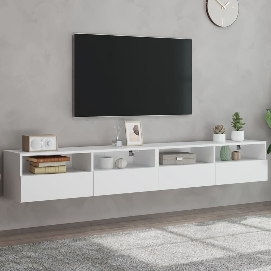 Muebles de pared de TV 2 uds madera gris hormigón 100x30x30 cm