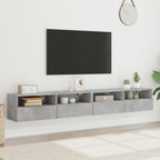 Muebles de pared de TV 2 uds madera gris hormigón 100x30x30 cm