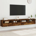 Muebles de pared de TV 2 uds madera gris hormigón 100x30x30 cm