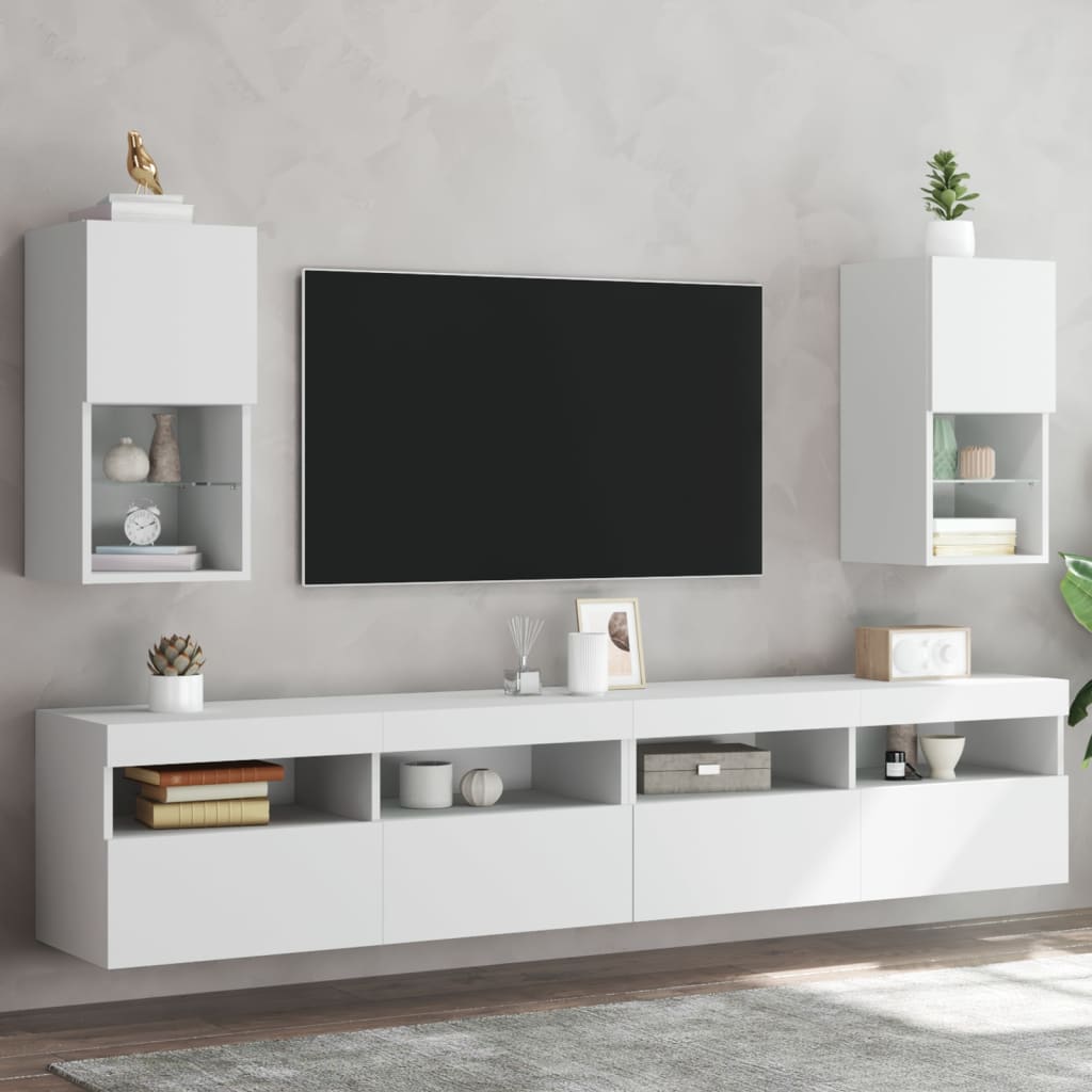 Muebles de TV con luces LED 2 uds roble ahumado 100x30x30 cm