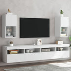 Muebles de TV con luces LED 2 uds roble ahumado 100x30x30 cm