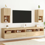 Muebles de TV con luces LED 2 uds roble ahumado 100x30x30 cm