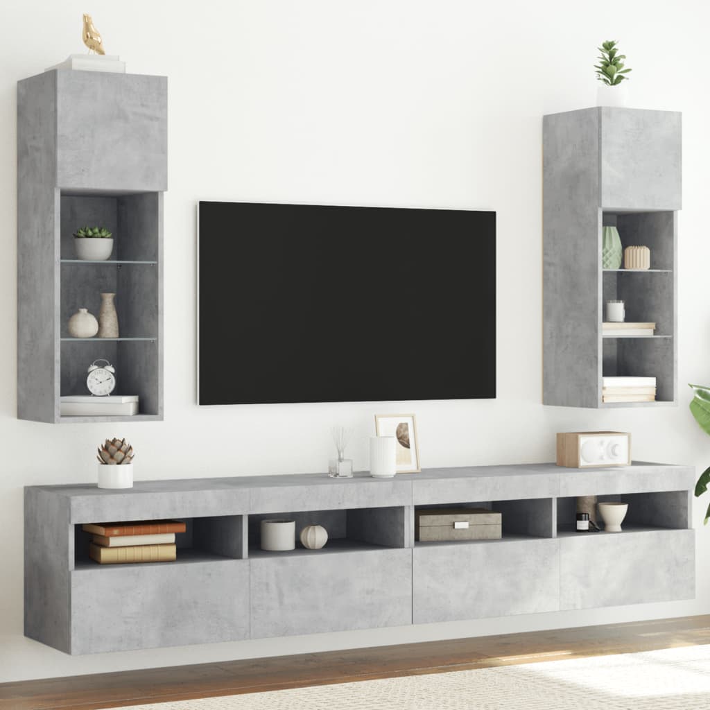 Muebles de TV con luces LED 2 uds blanco 80x30x30 cm
