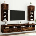 Muebles de TV con luces LED 2 uds roble ahumado 100x30x30 cm