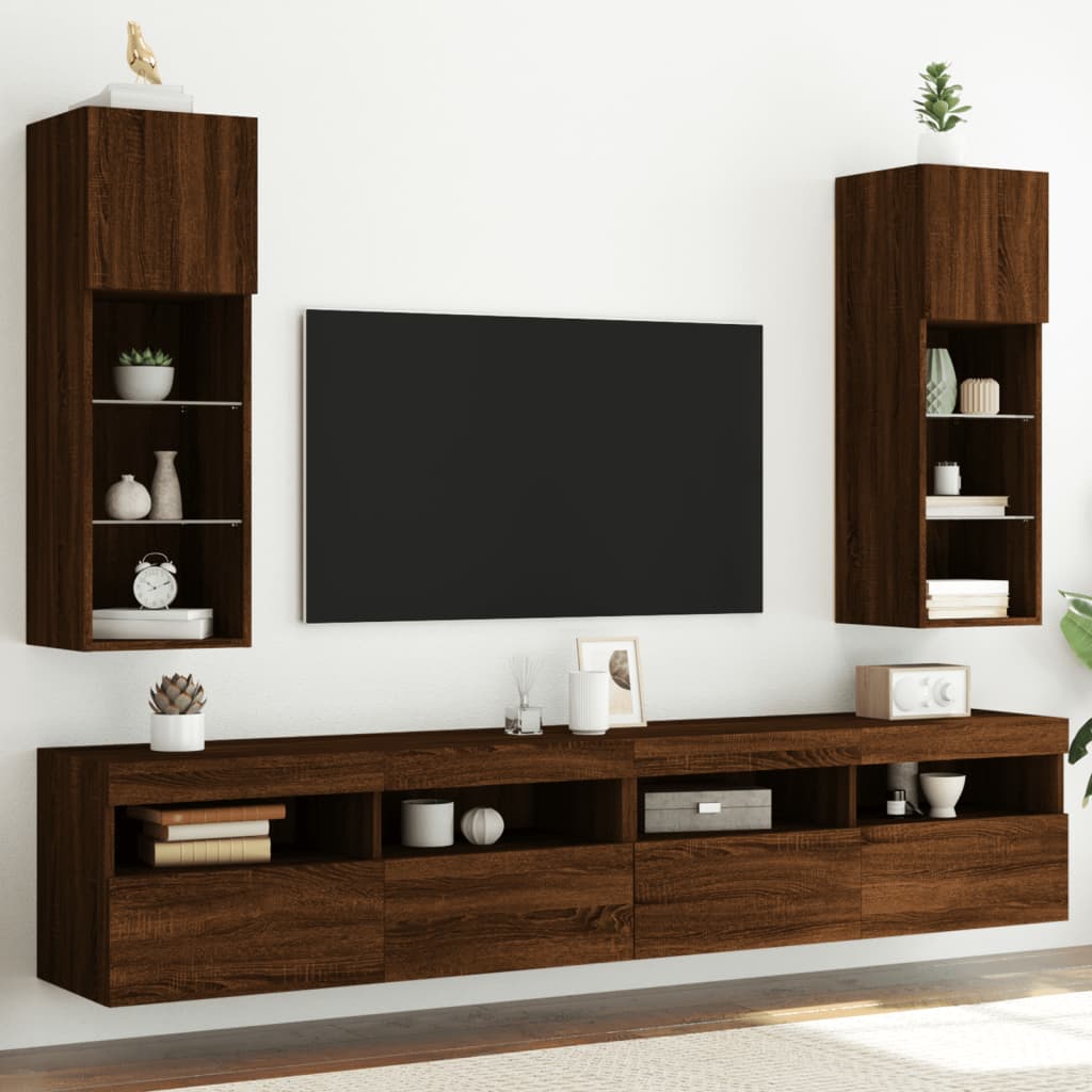 Muebles de TV con luces LED 2 uds gris hormigón 80x30x30 cm