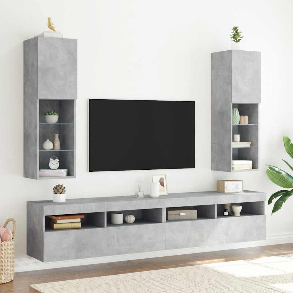 Muebles de TV con luces LED 2 uds blanco 80x30x30 cm