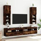 Muebles de TV con luces LED 2 uds roble ahumado 100x30x30 cm