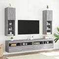 Muebles de TV con luces LED 2 uds gris hormigón 80x30x30 cm
