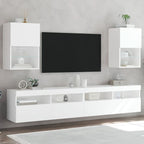 Muebles de TV con luces LED 2 uds blanco 100x30x30 cm