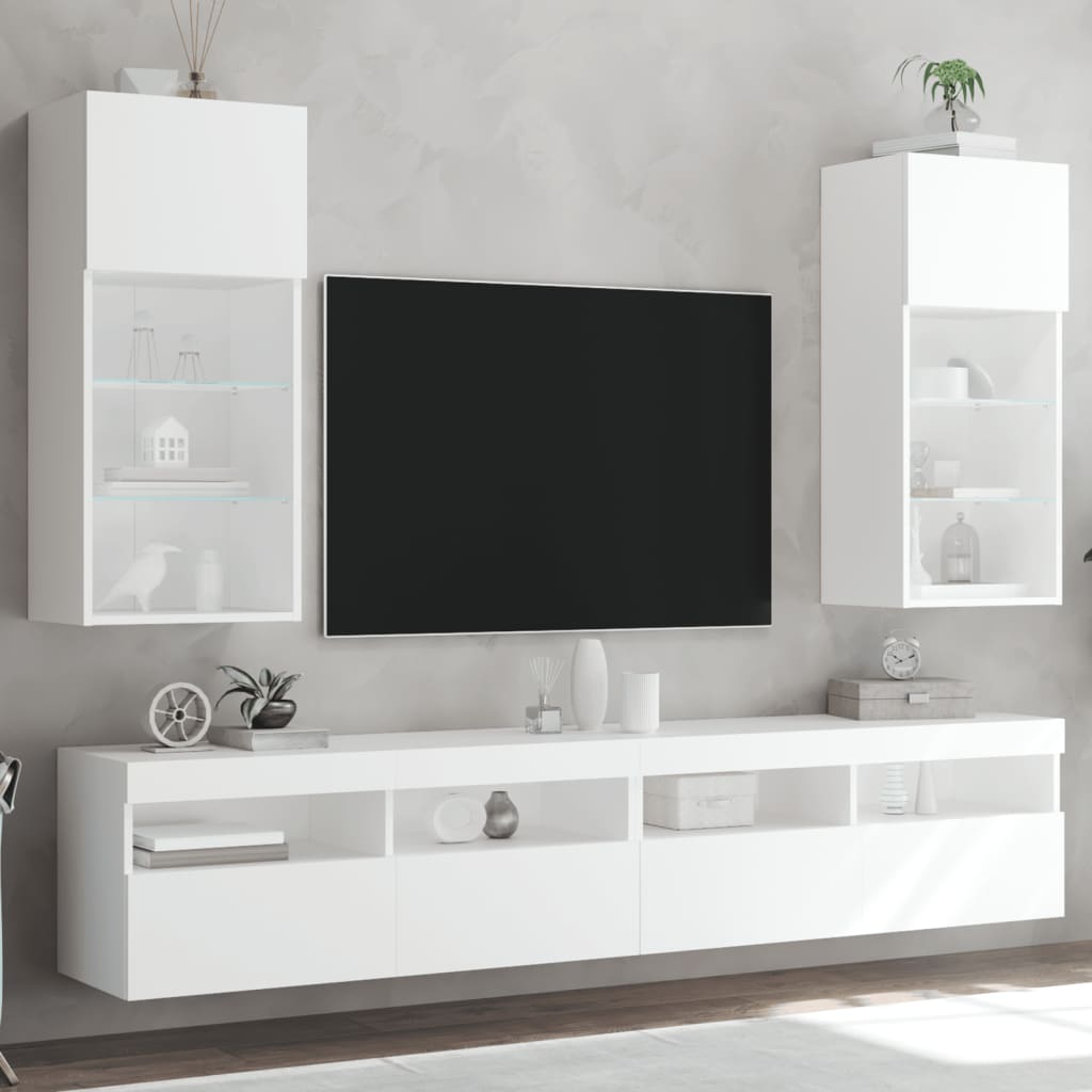 Muebles de TV con luces LED 2 uds roble ahumado 100x30x30 cm