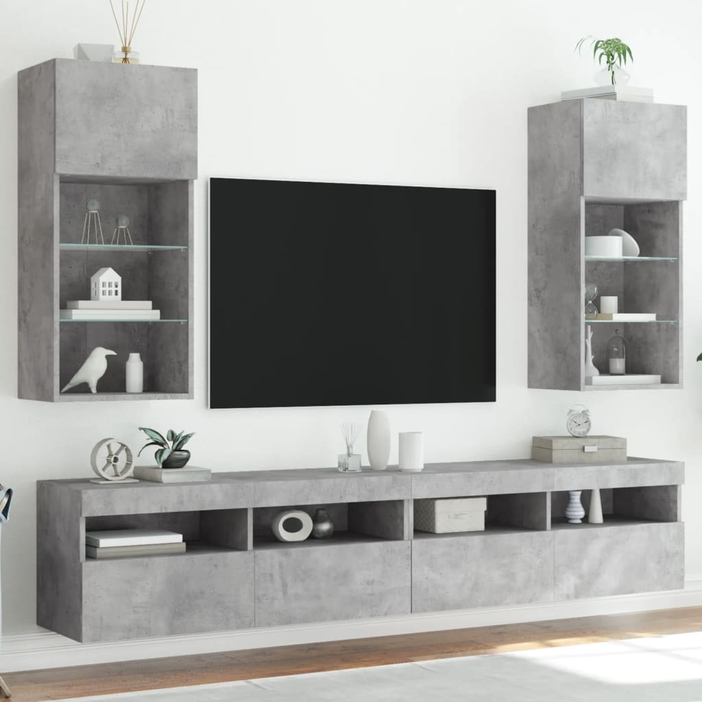 Muebles de TV con luces LED 2 uds blanco 80x30x30 cm