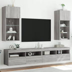 Muebles de TV con luces LED 2 uds gris hormigón 80x30x30 cm