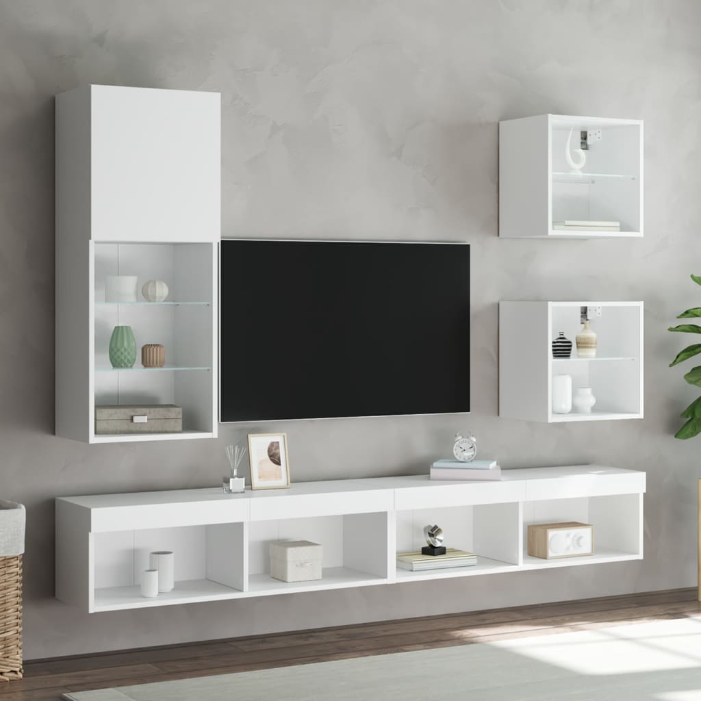 Mesita de noche de pared con luces LED blanco
