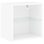 Mesita de noche de pared con luces LED blanco