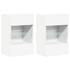 Armarios de pared con luces LED para TV 2 uds blanco 40x30x60,5 cm