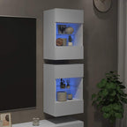 Armarios de pared con luces LED para TV 2 uds blanco 40x30x60,5 cm